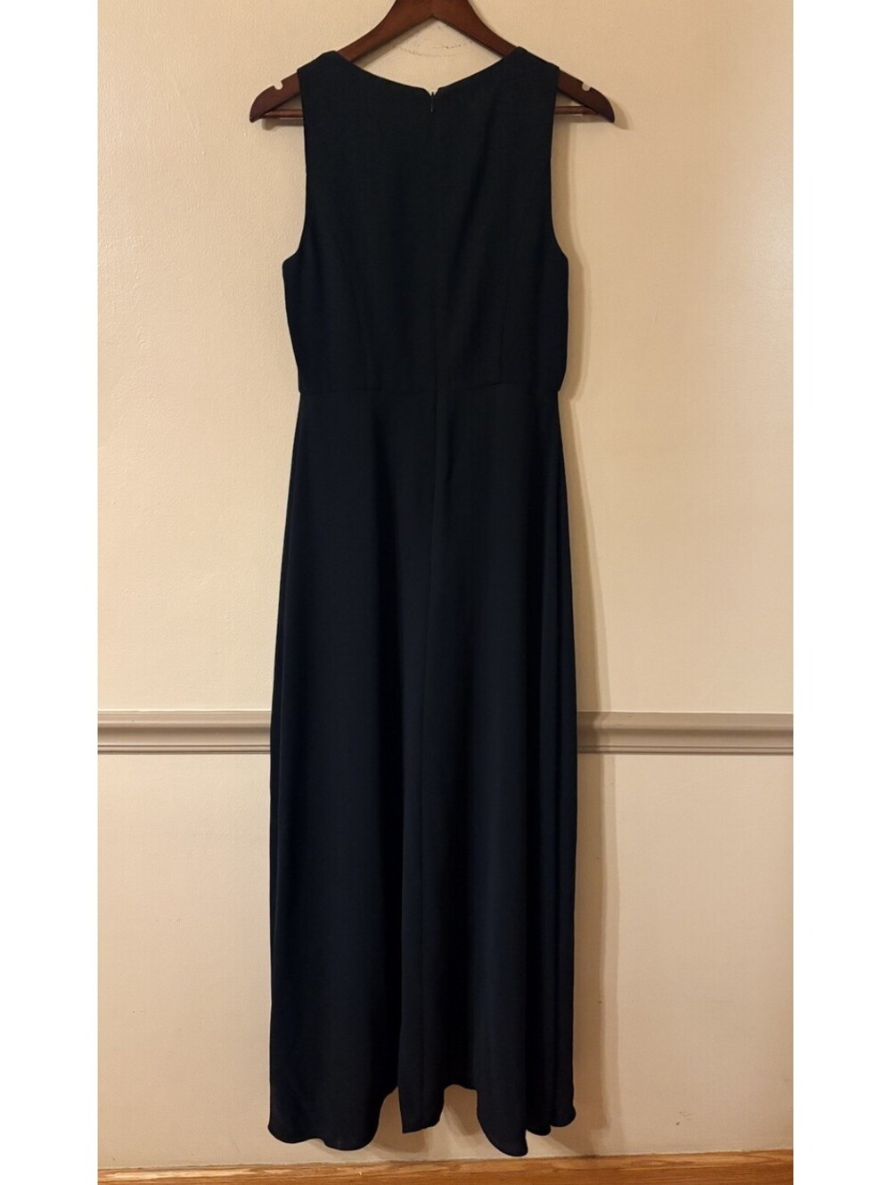 ADRIANNA PAPELL Crepe Overlay Formal One Piece Jumpsuit Size 6 Black/Ivory $179 - Picture 6 of 10